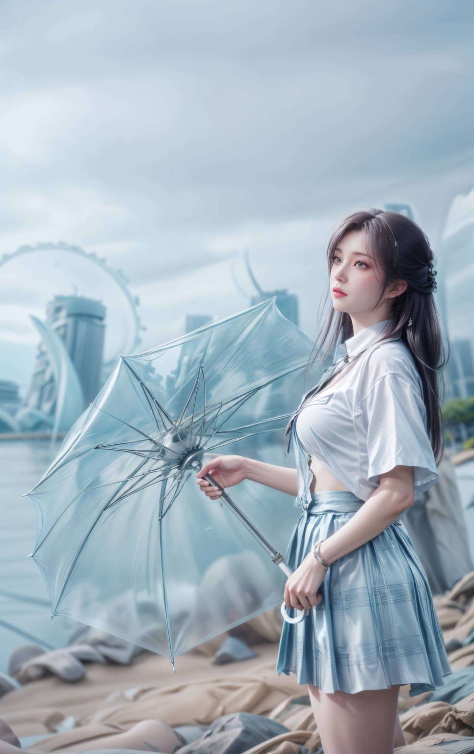 无论是她的眼神还是微笑让你的手机屏幕也沉浸在这玄幻的美丽之中吧！