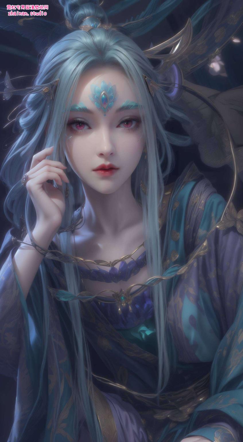 奉眠禁欲的神秘气质被细腻描绘在这款融合民族风与漫画艺术的护眼壁纸中