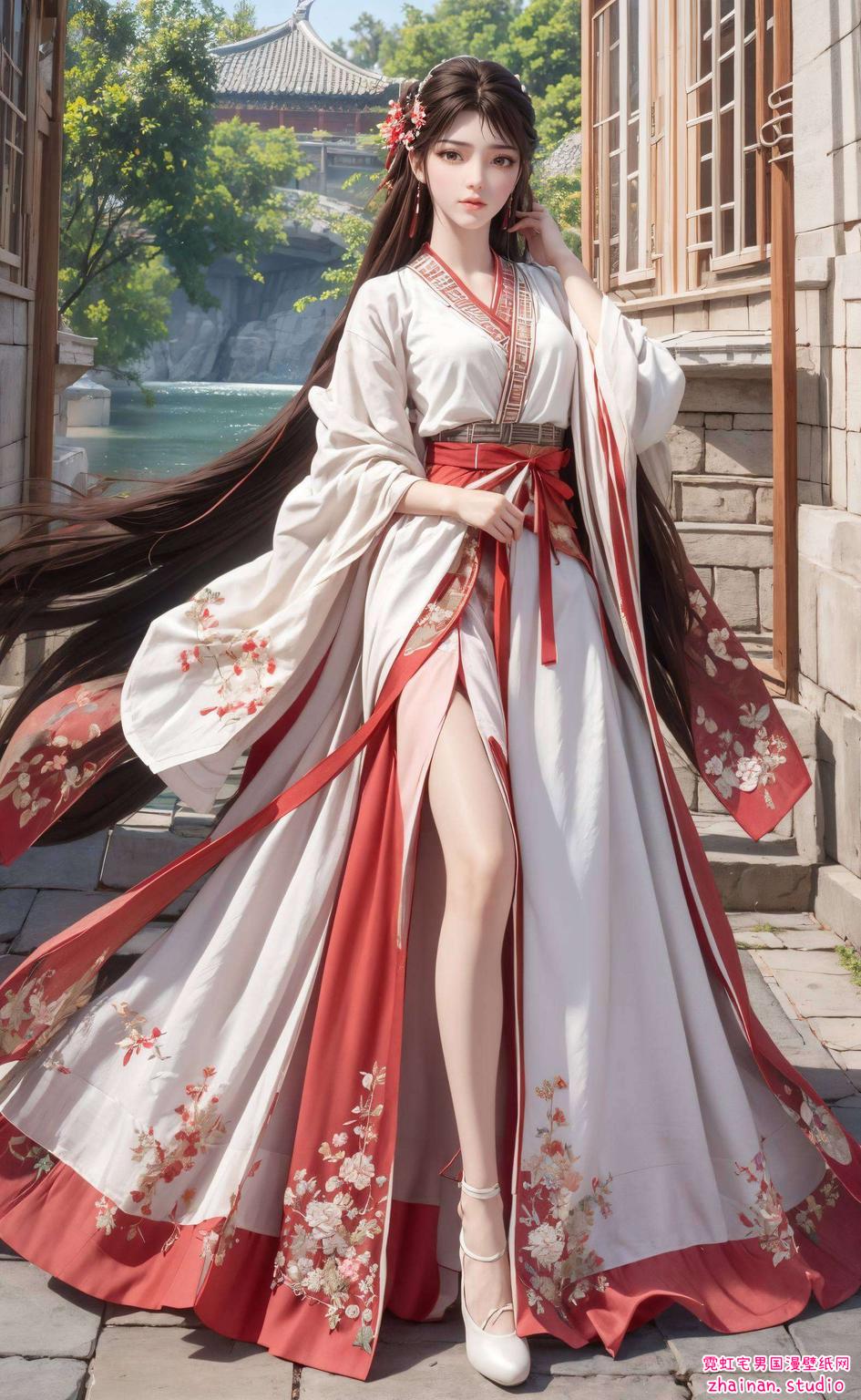 画面细腻流畅这款震撼碎花的电脑国漫美女动画壁纸