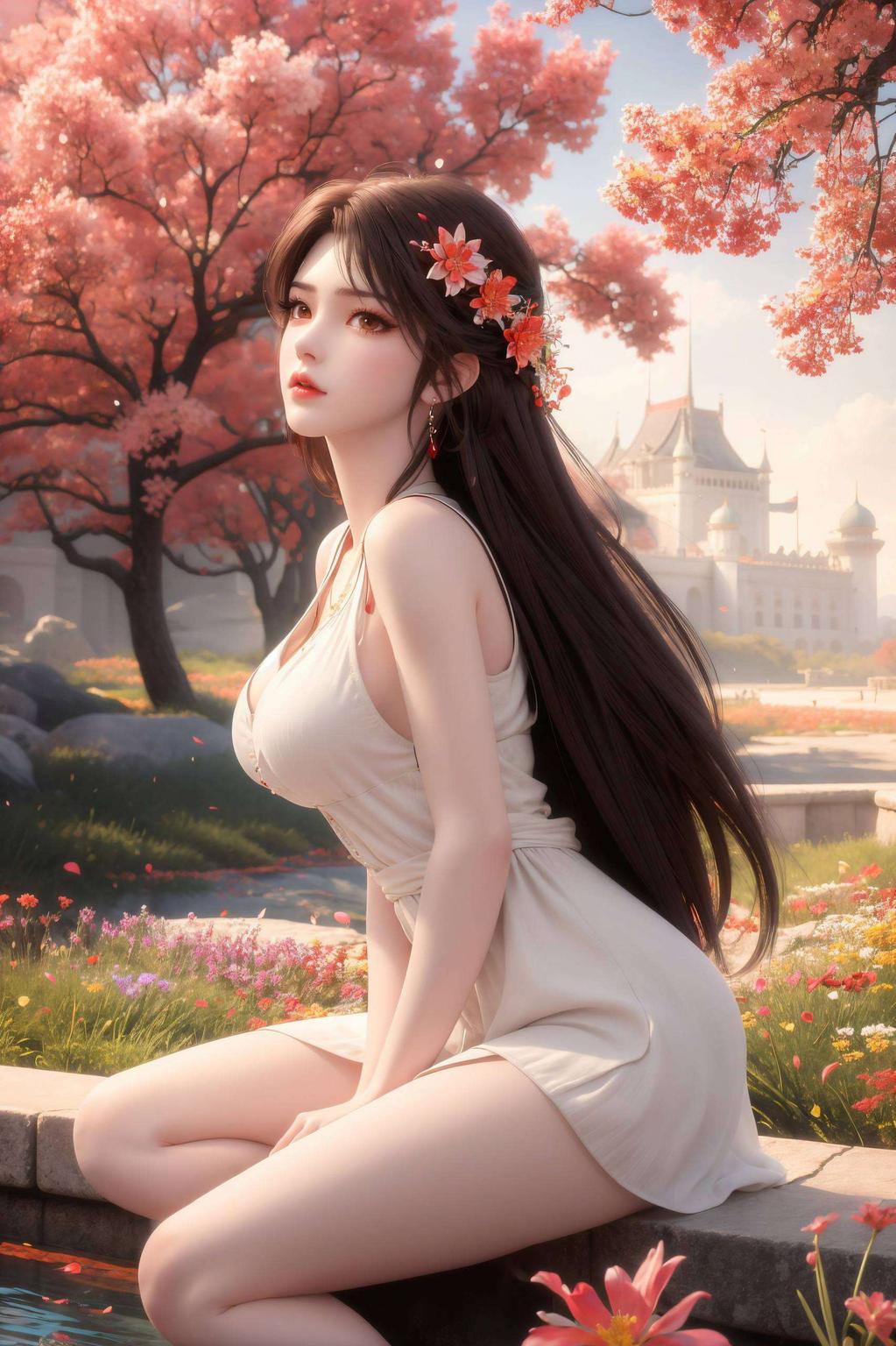 幽深的背景中这款国漫美女桌面图片