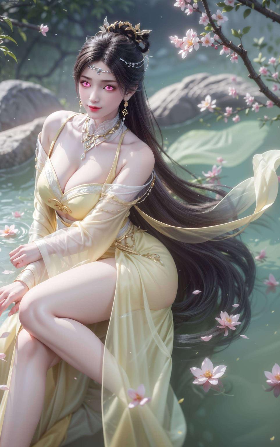 这款1080p高清动漫壁纸以国漫美女金瓶儿的绝美形象为主题