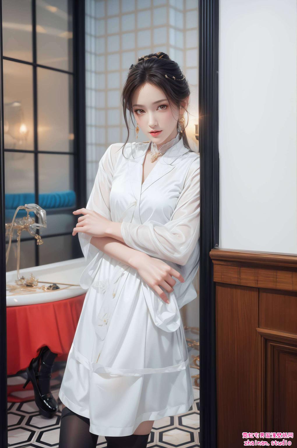 以细腻的笔触捕捉金瓶儿的美态这幅高清壁纸