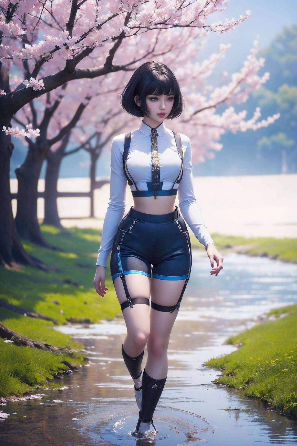 如同一幅精美的国漫油画这款AI国漫女神姬青白色背景壁纸
