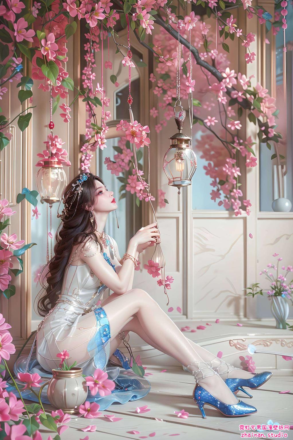 这款紫色立体平板国漫女神壁纸华贵的紫色背景映衬出她的高贵气质