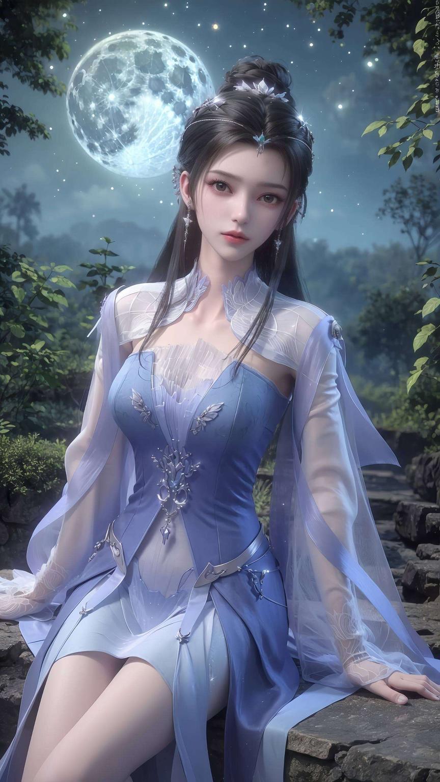 这款AI国漫女生抽象线条壁纸将国漫女神李慕婉的灵动形象融入动态壁纸之中