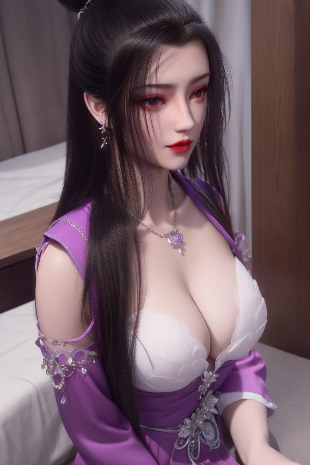 这款AI绘画人物动作参考图壁纸眉眼如画