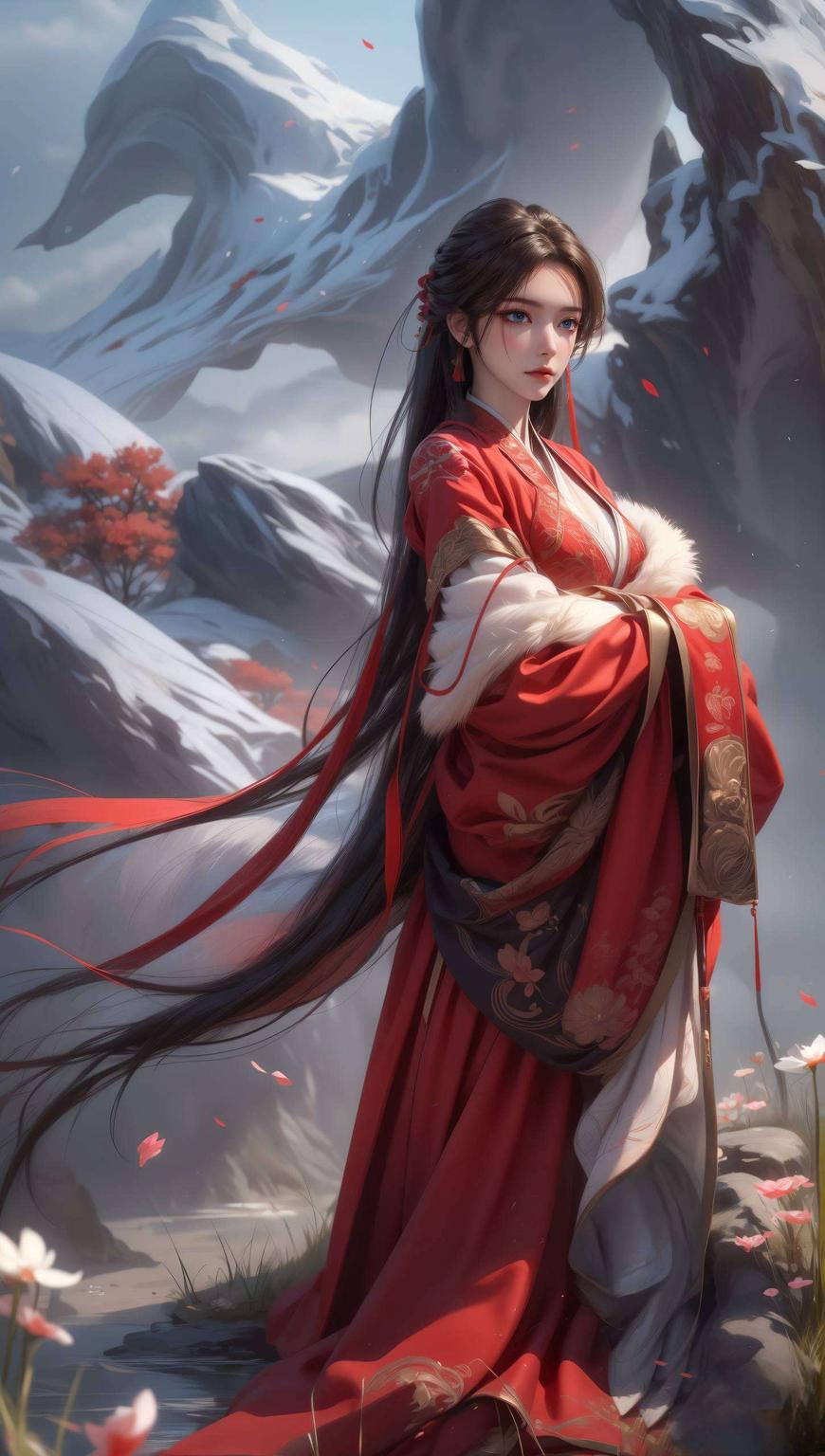 这款女生壁纸波点4k高清国漫女神AI蔷薇女神翩翩起舞