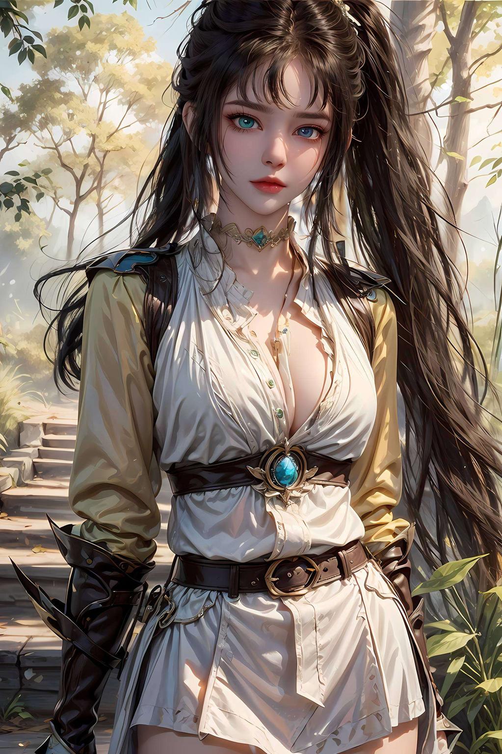独特的几何图形背景与女神的形象完美融合画面中她手持枪械