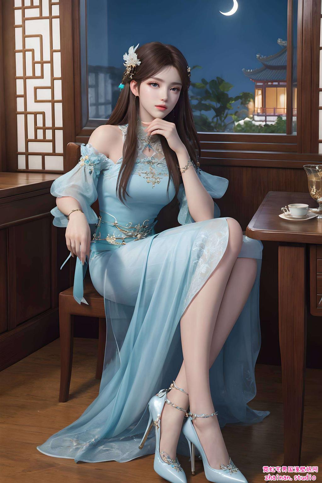 这款AI国漫美女二次元壁纸专为iPhone打造