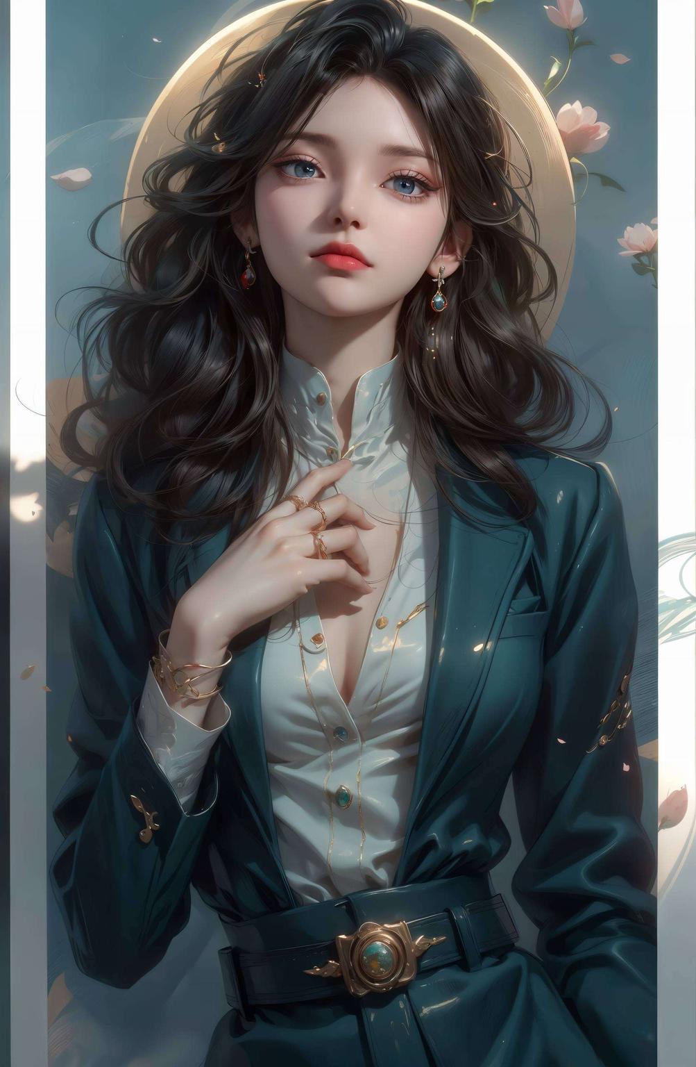 巧妙融合了女神气质与国风元素这款AI绘画的2560p高清壁纸