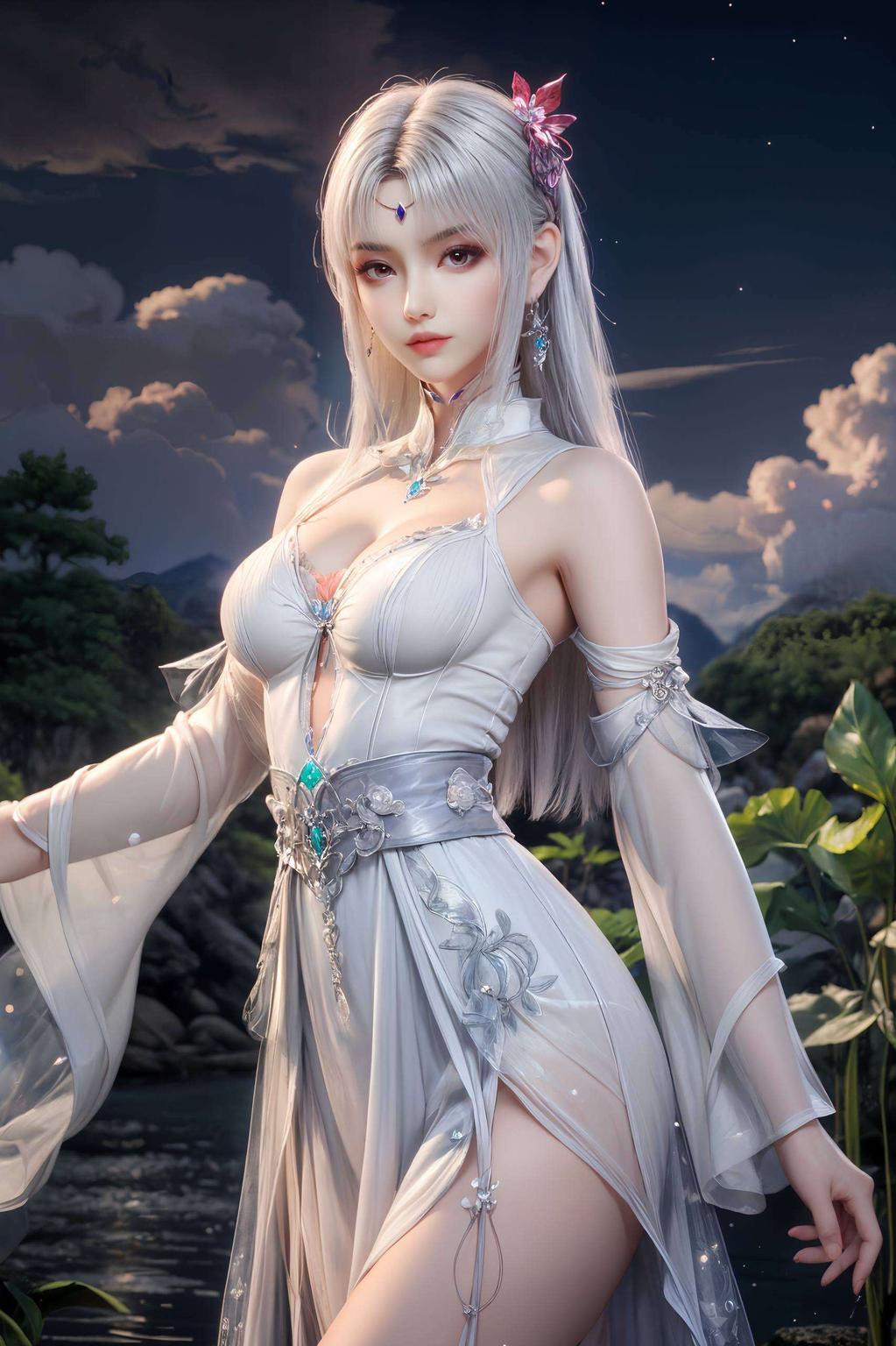 细腻的表情参考图点阵设计融合了国漫美女的独特韵味与AI绘画的精湛技艺