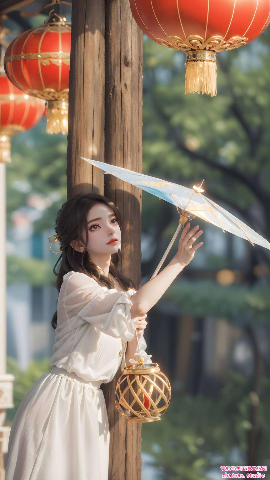 姚曦身着夏装为你的手机增添一抹国漫的唯美风情