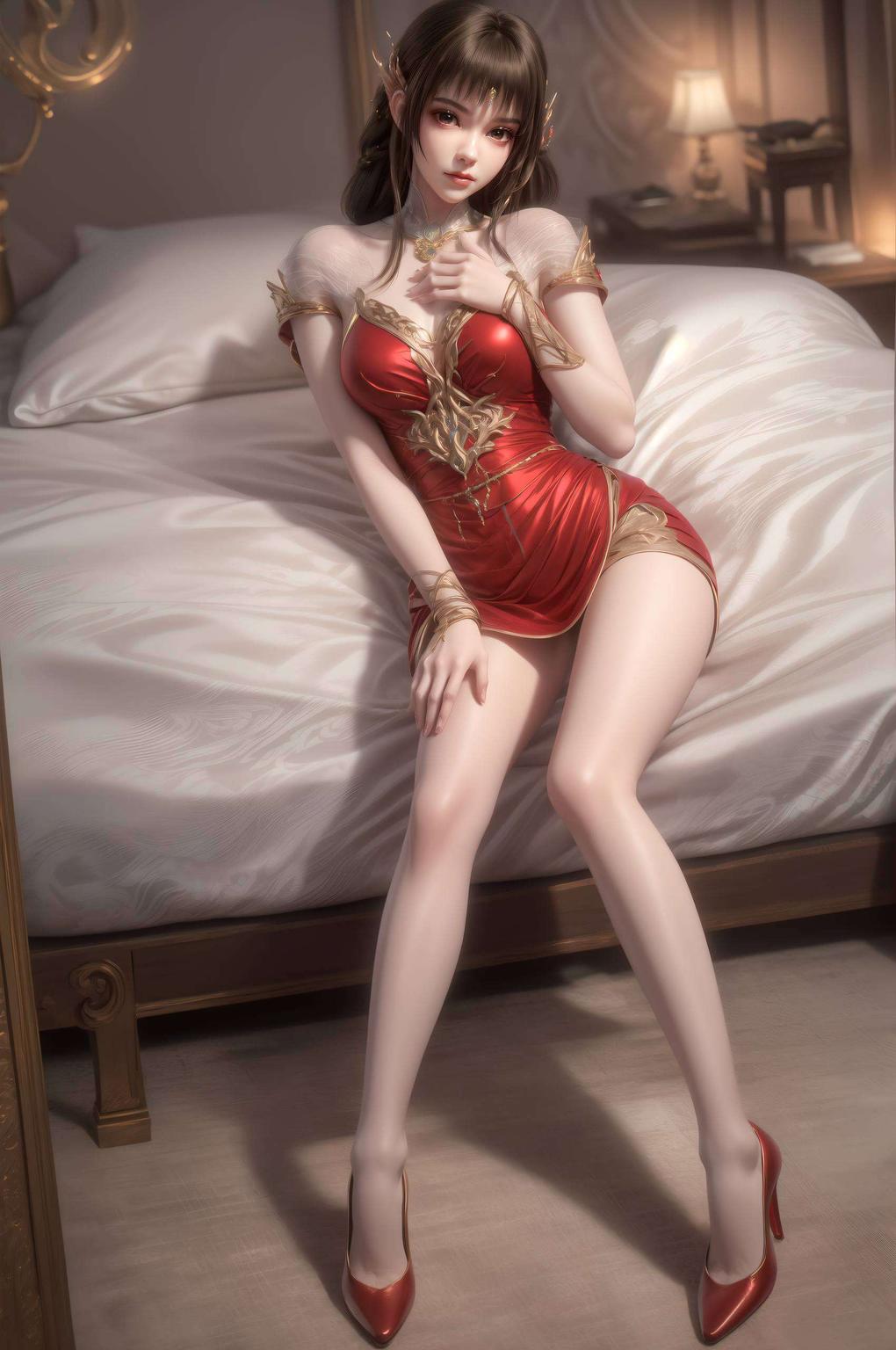 以高清画质呈现云落红的美艳姿态这款精美金属质感的苹果国漫美女壁纸