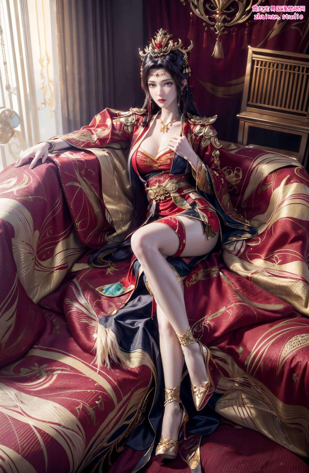 化作一幅幅令人陶醉的婚纱壁纸红袍映衬着粉色光影